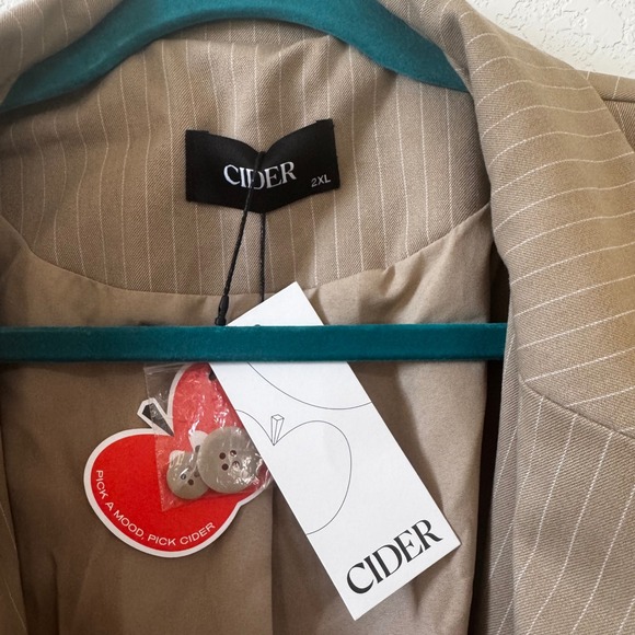 CIDER Khaki Pinstripe Oversized Blazer Jacket 2XL - Picture 2 of 4